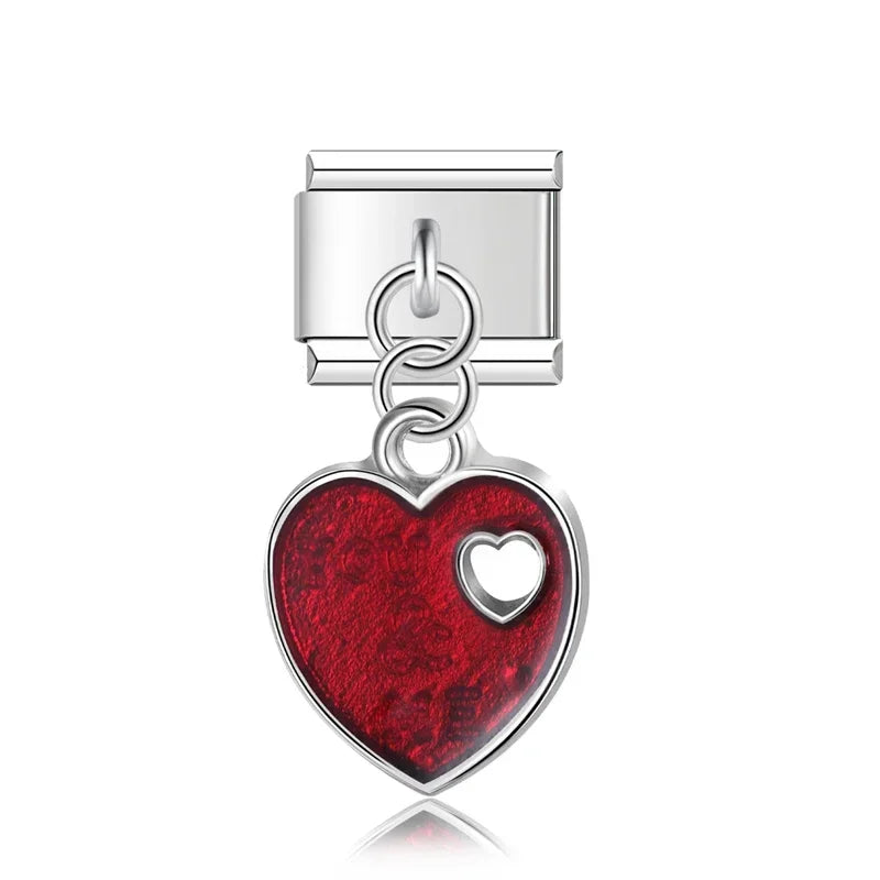 Charm Italiano Colgante - Colección Amor Romántico (Corazones y Flores)