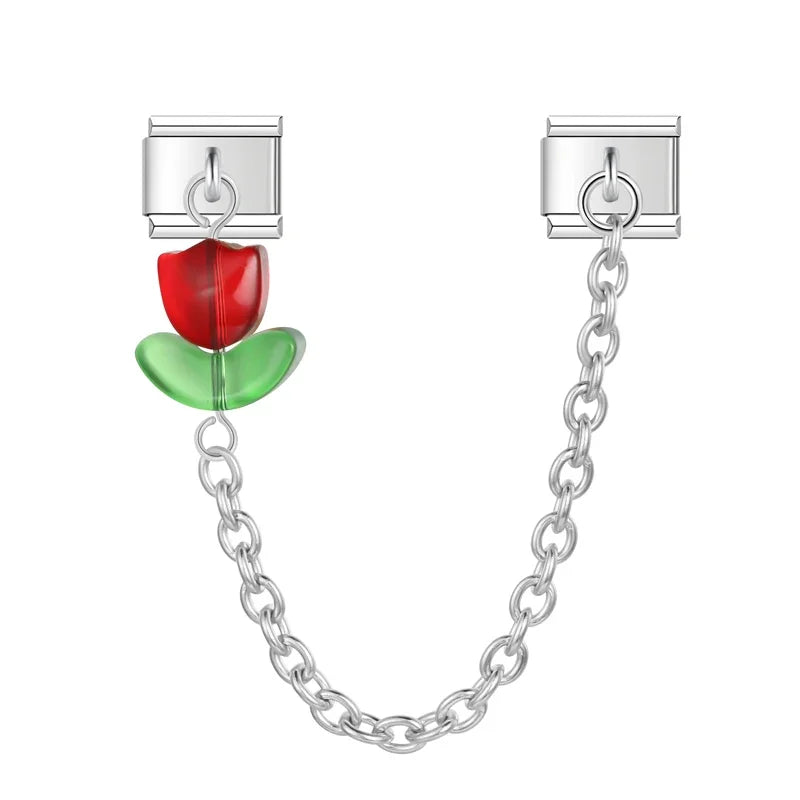 Charm Italiano Doble - Cadena con Tulipán (Joya Botánica)