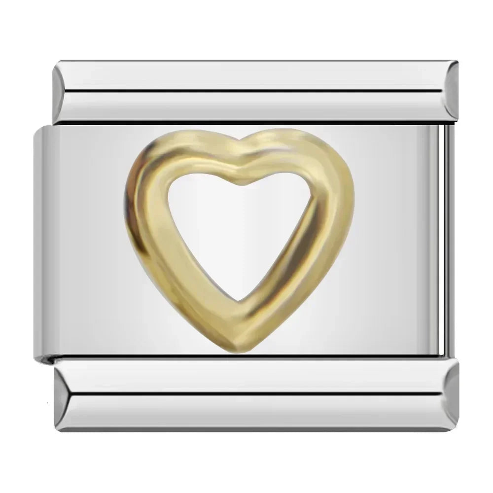 Charm Italiano Plano - Iniciales Negras en Relieve (Letras y Símbolos)