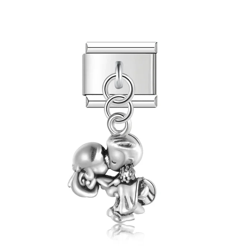 Charm Italiano Colgante - Colección Amor Romántico (Corazones y Flores)