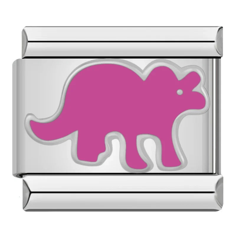 Charm Italiano Plano - Colección Mundo Animal (Dinosaurios, Koala, Caracol)