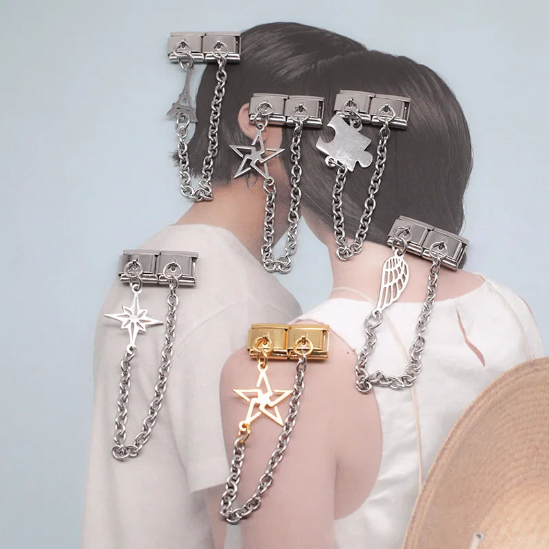 Charm Italiano Doble - Cadena con Símbolo Colgante (Ala, Estrella, Puzzle)