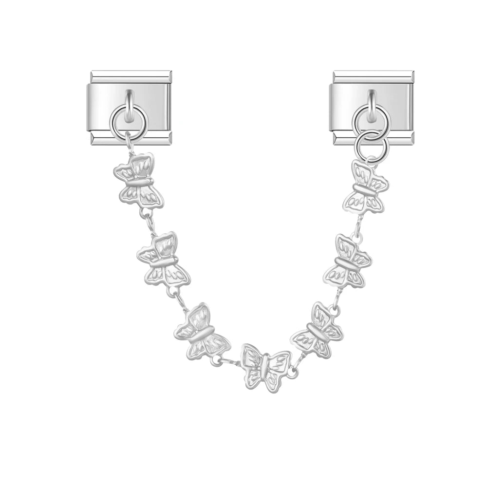 Charm Italiano Doble - Cadena de Motivos Repetidos (Corazón y Estrella)