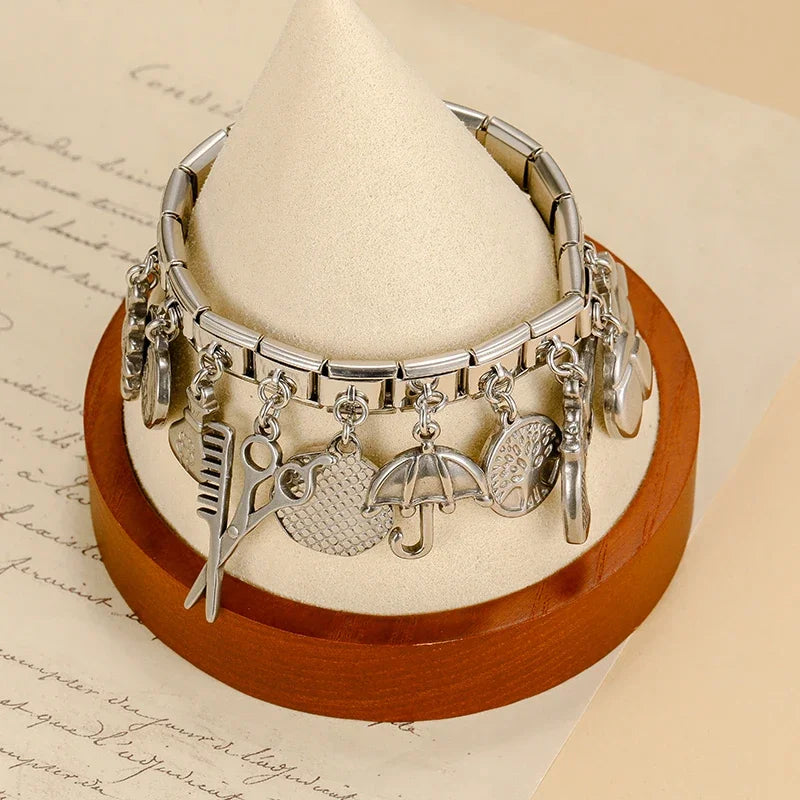 Charm Italiano Colgante - Colección Plata Texturizada (Vintage y Hobbies)