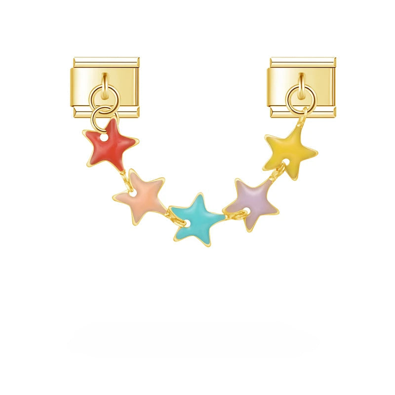 Charm Italiano Doble - Guirnalda de Flores (Estilo Primavera Dorada)