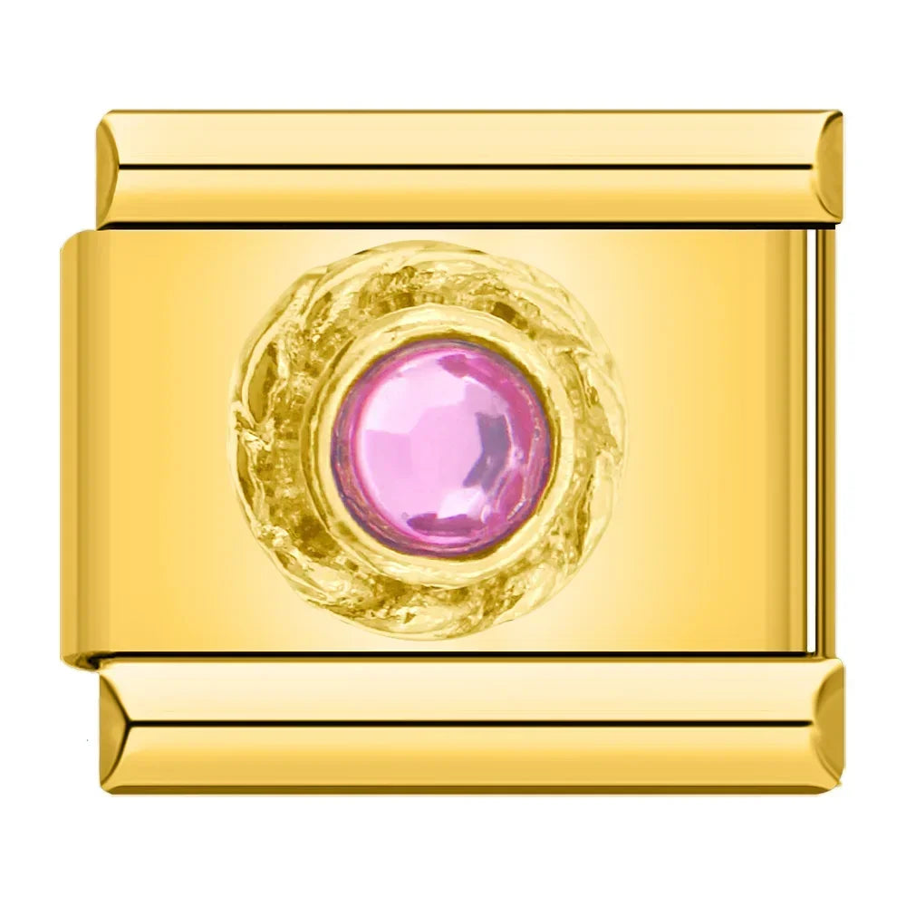 Charm Italiano Plano - Colección Joya Vintage (Piedras Preciosas y Oro)