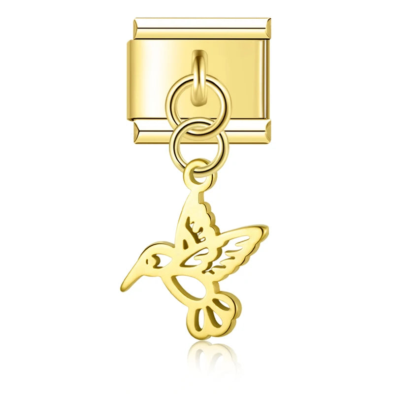 Charm Italiano Colgante - Símbolos Místicos y Celestiales (Luna, Estrella, Ala)