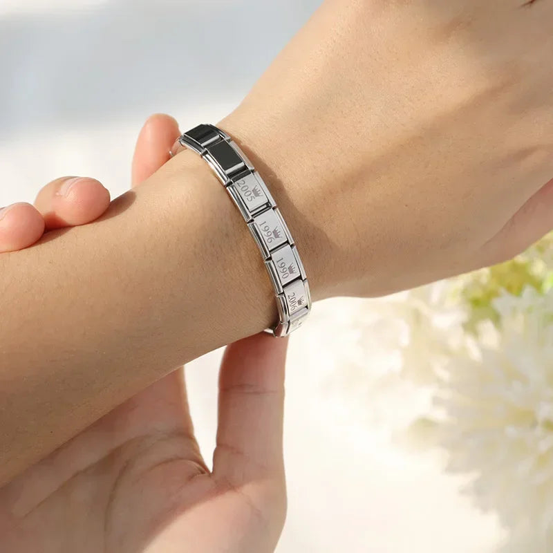 Charm Italiano Plano - Colección Año de Nacimiento Vintage (Con Corona)