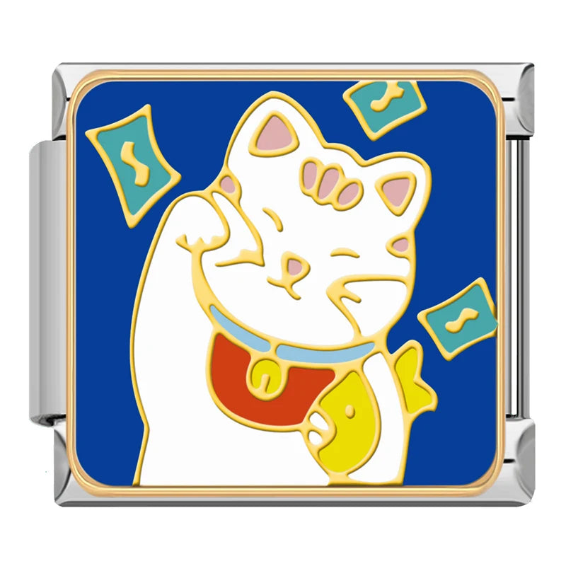 Charm Italiano Plano - Colección Celebración y Fortuna (Año Nuevo, Gato de la Suerte)