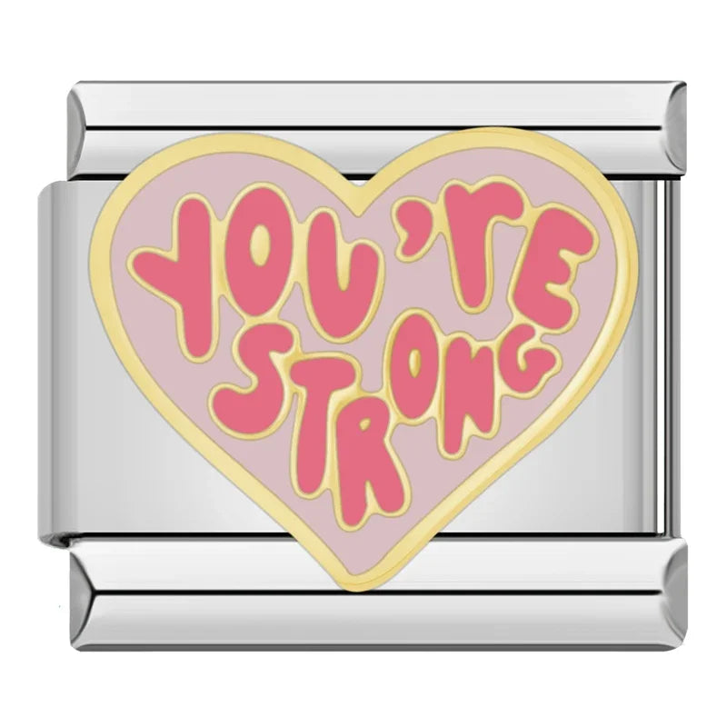 Charm Italiano Plano - Colección Corazones con Mensaje (Pride, Humor y Amor)