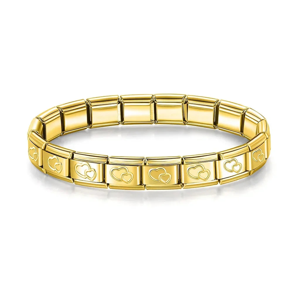 Complete Base Bracelet 9mm - Engraved Pattern (Silver, Gold and Rose Gold)