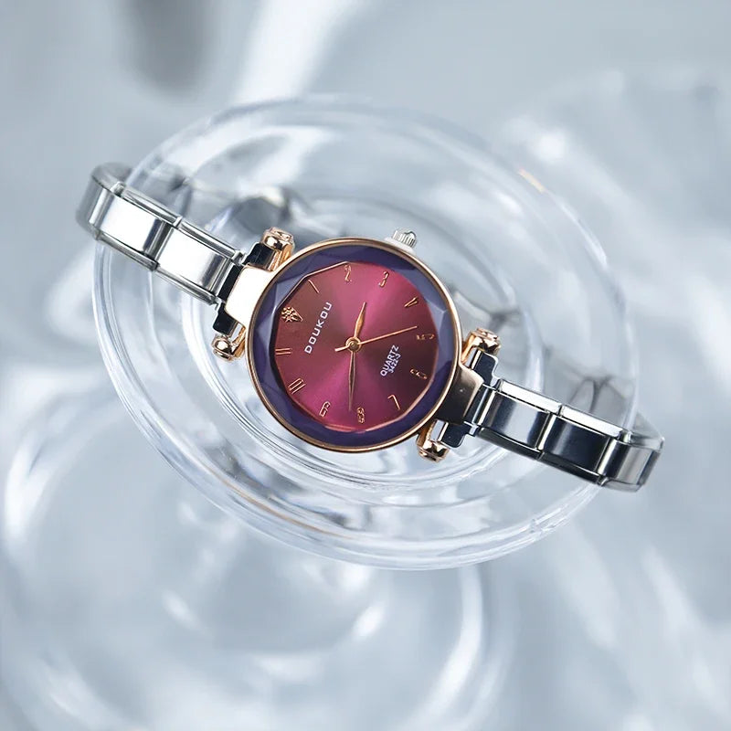 Reloj Base Modular - Bicolor Rosa y Plata (Esfera Oscura)