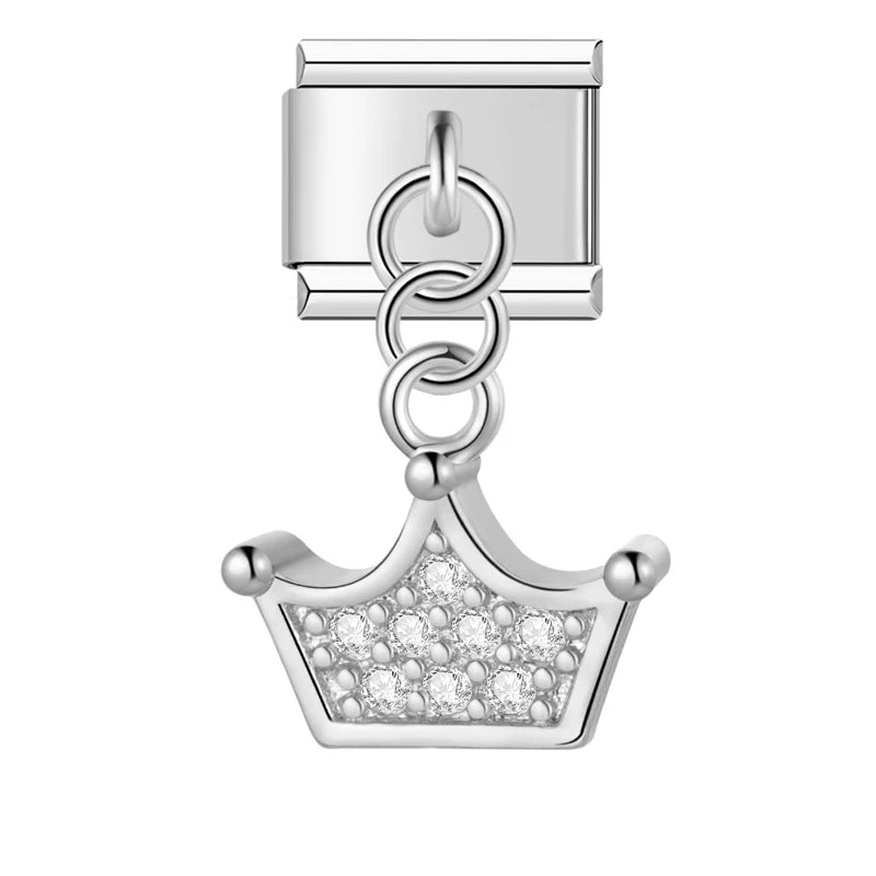 Charm Italiano Colgante - Colección Símbolos Brillantes (Corona, Música, Mano de Fátima)