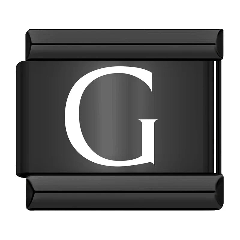 Charm Italiano Plano - Iniciales Contraste (Blanco sobre Negro)