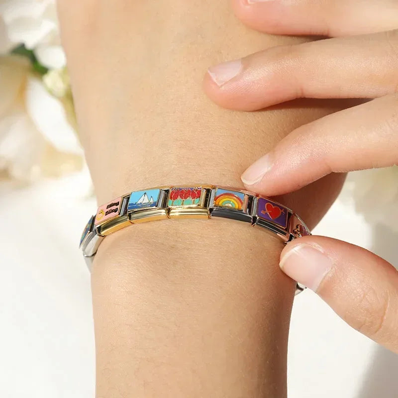 Charm Italiano Plano - Colección Amor, Familia y Naturaleza (Flores, Papá, Arcoíris)