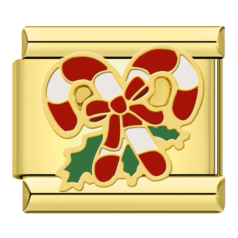 Charm Italiano Plano - Colección Navidad Clásica (Papá Noel, Árbol y Oro)