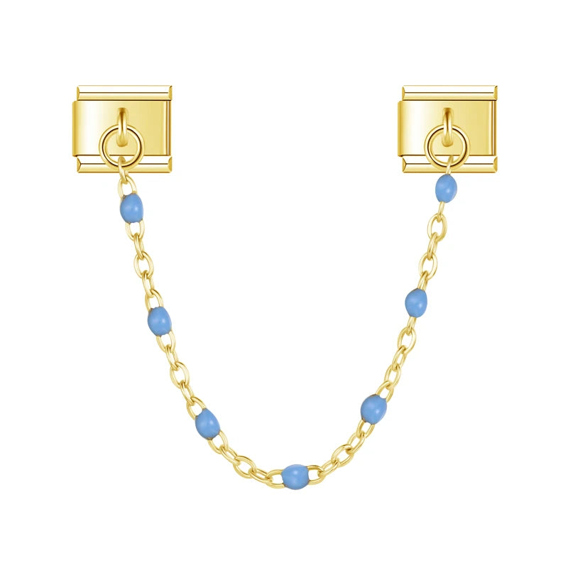 Charm Italiano Doble - Cadena con Cuentas de Color (Toque Minimalista)