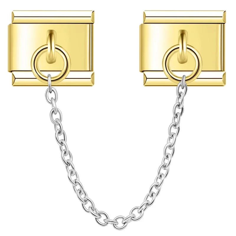 Charm Italiano Doble - Cadena de Conexión Minimalista (Estilo Safety Chain)