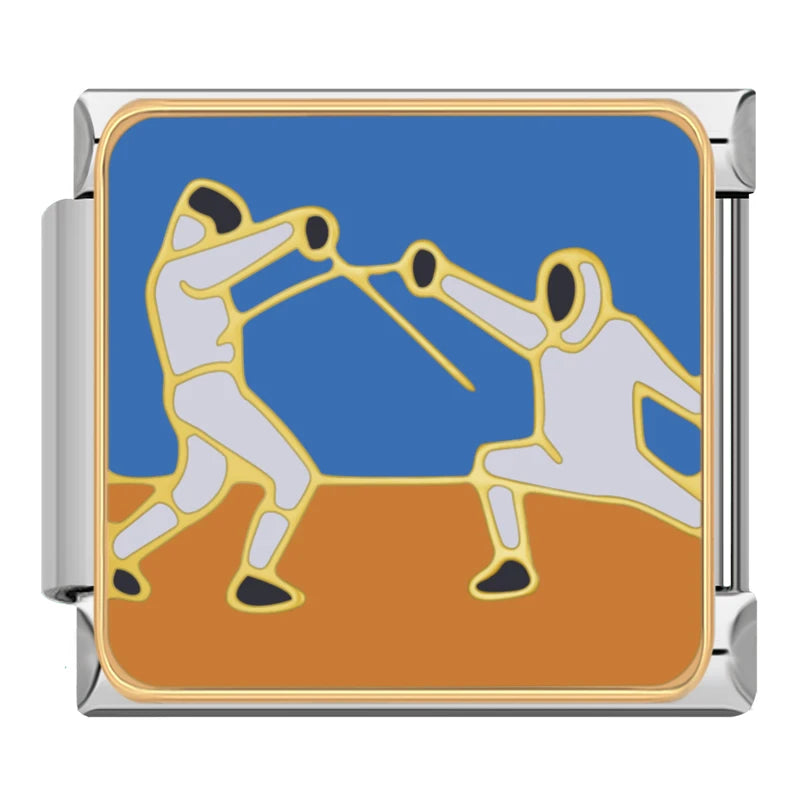 Charm Italiano Plano - Colección Deportes de Acción (Esgrima, Esquí, Ciclismo)