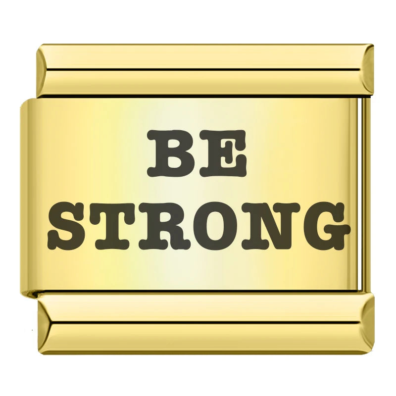 Charm Italiano Plano - Colección Mensajes Audaces (Familia, Motivación y Oro)