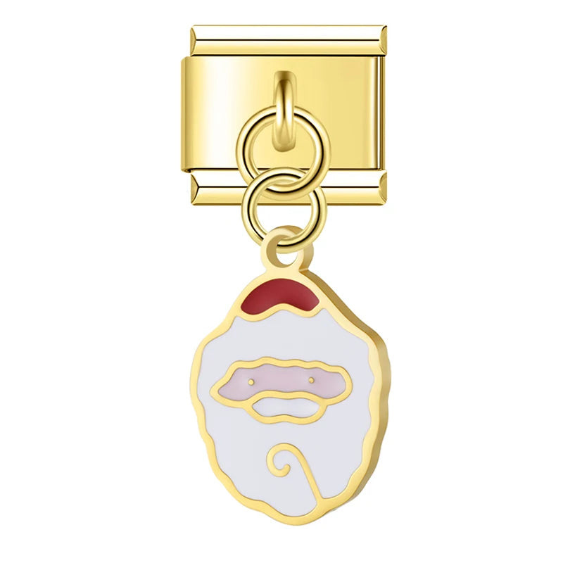 Charm Italiano Colgante - Colección Navidad Dorada (Muñeco de Nieve, Reno, Regalos)