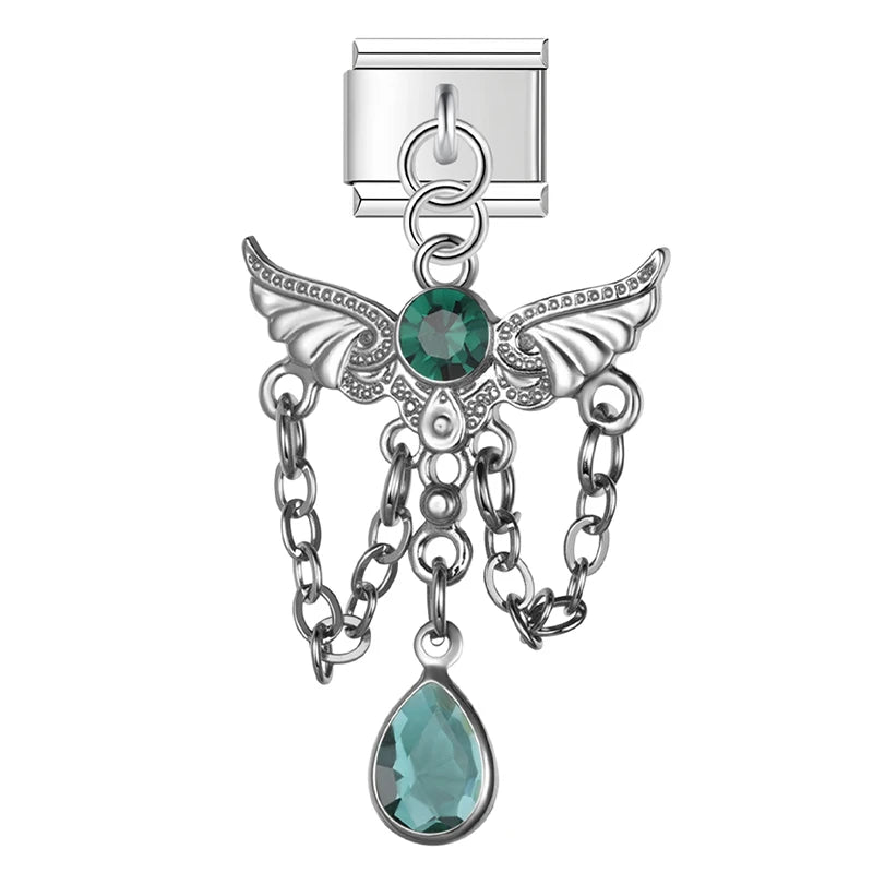 Charm Italiano Colgante - Ángel y Tassel de Cristal (Máximo Brillo)
