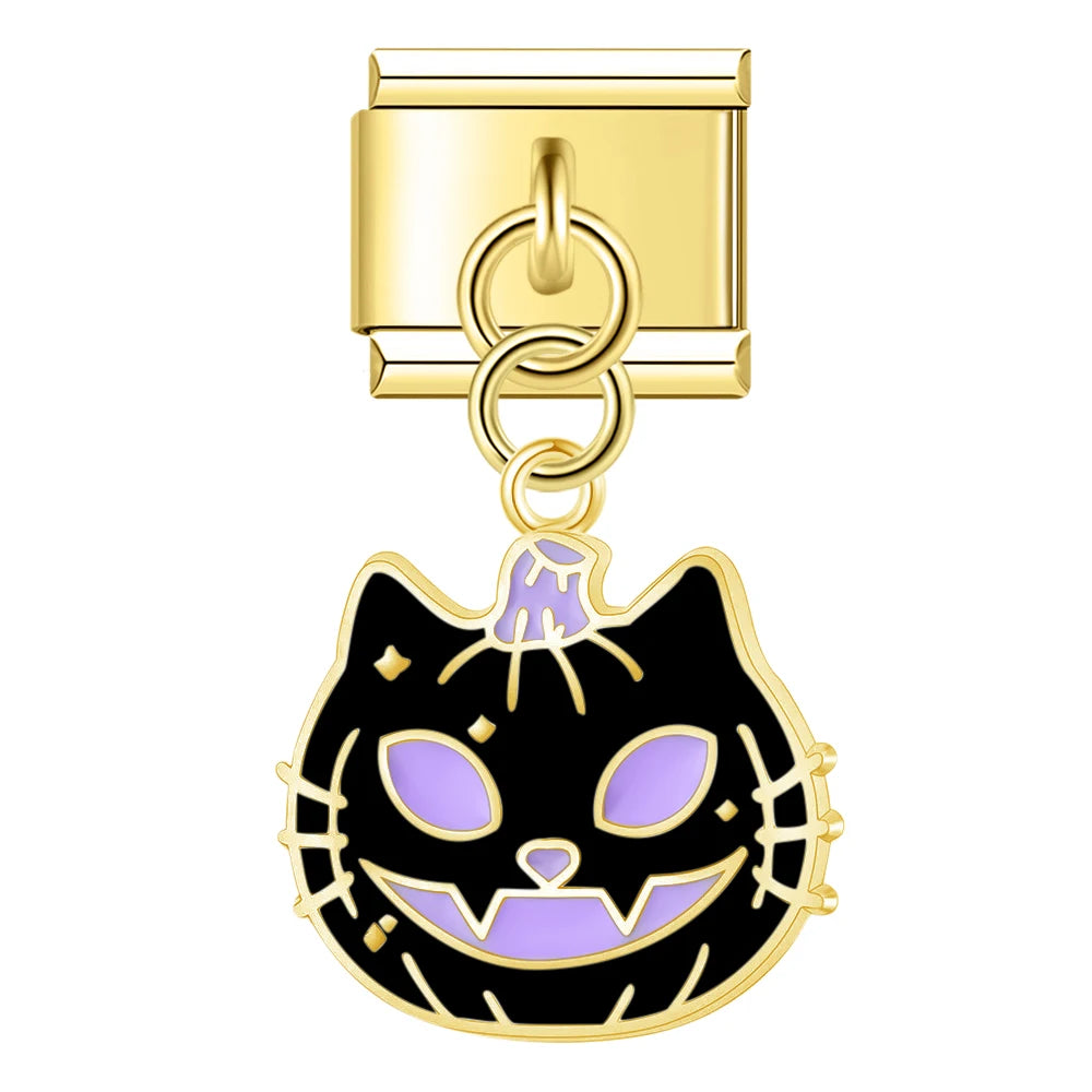 Charm Italiano Colgante - Colección Halloween Dorado (Fantasmas, Calabazas, Ataúd)