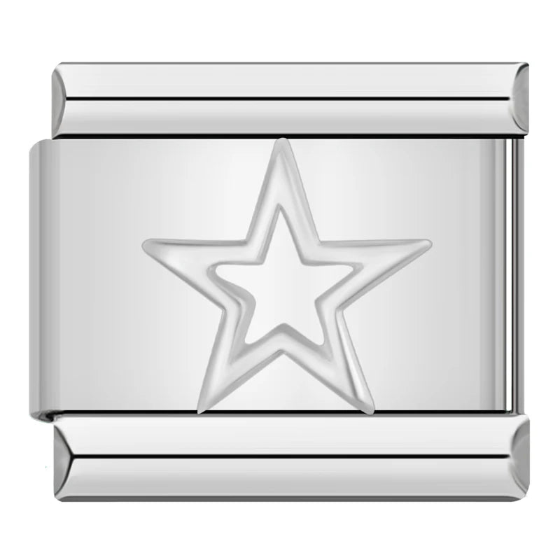 Charm Italiano Plano - Iniciales Negras en Relieve (Letras y Símbolos)