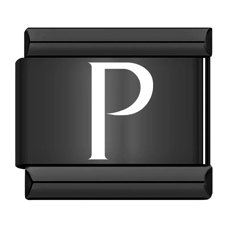 Charm Italiano Plano - Iniciales Contraste (Blanco sobre Negro)