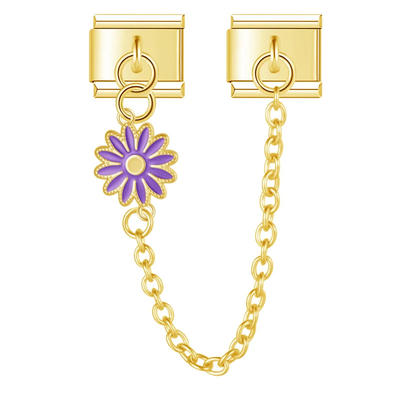 Charm Italiano Doble - Cadena con Margarita Colgante (Primavera Dorada)