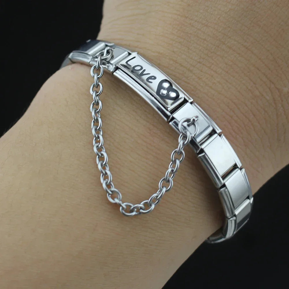 Charm Italiano Doble - Cadena de Conexión Minimalista (Estilo Safety Chain)