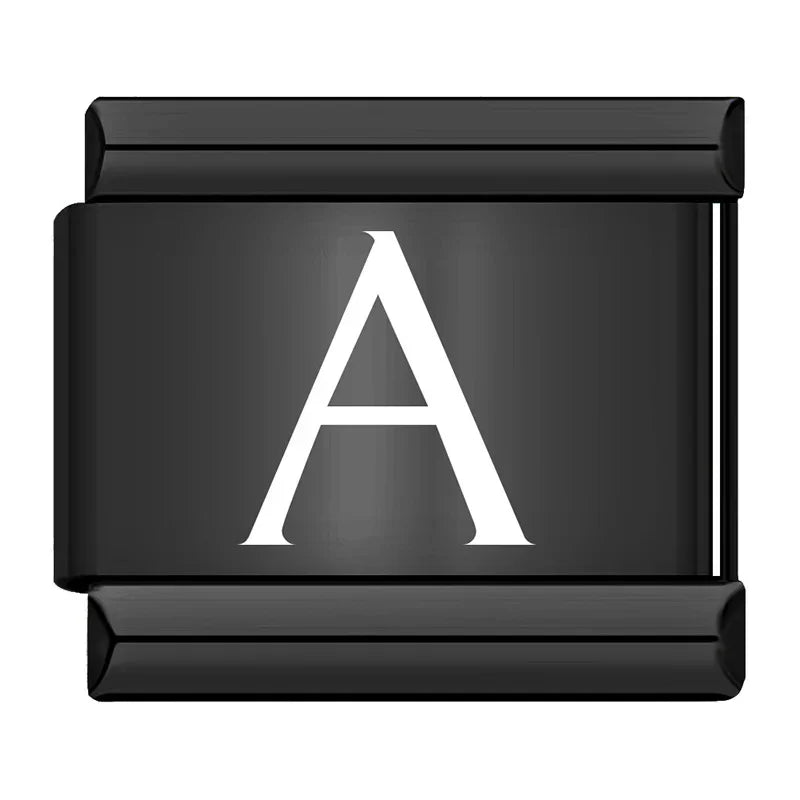 Charm Italiano Plano - Iniciales Contraste (Blanco sobre Negro)