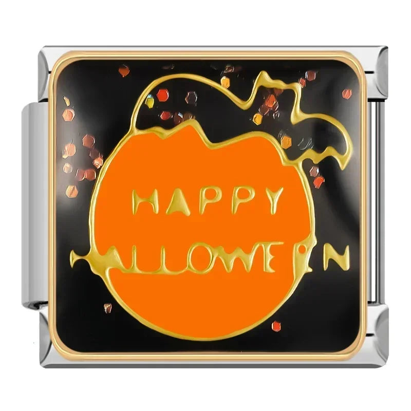 Charm Italiano Plano - Colección Halloween (Calabaza, Fantasma, Bruja)