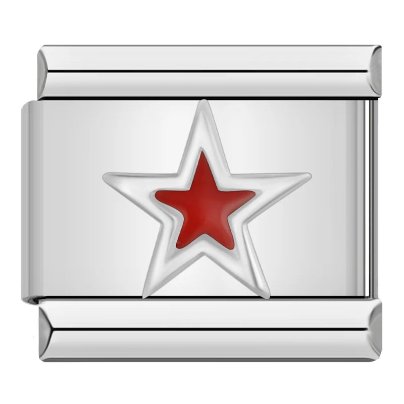 Charm Italiano Plano - Iniciales Negras en Relieve (Letras y Símbolos)