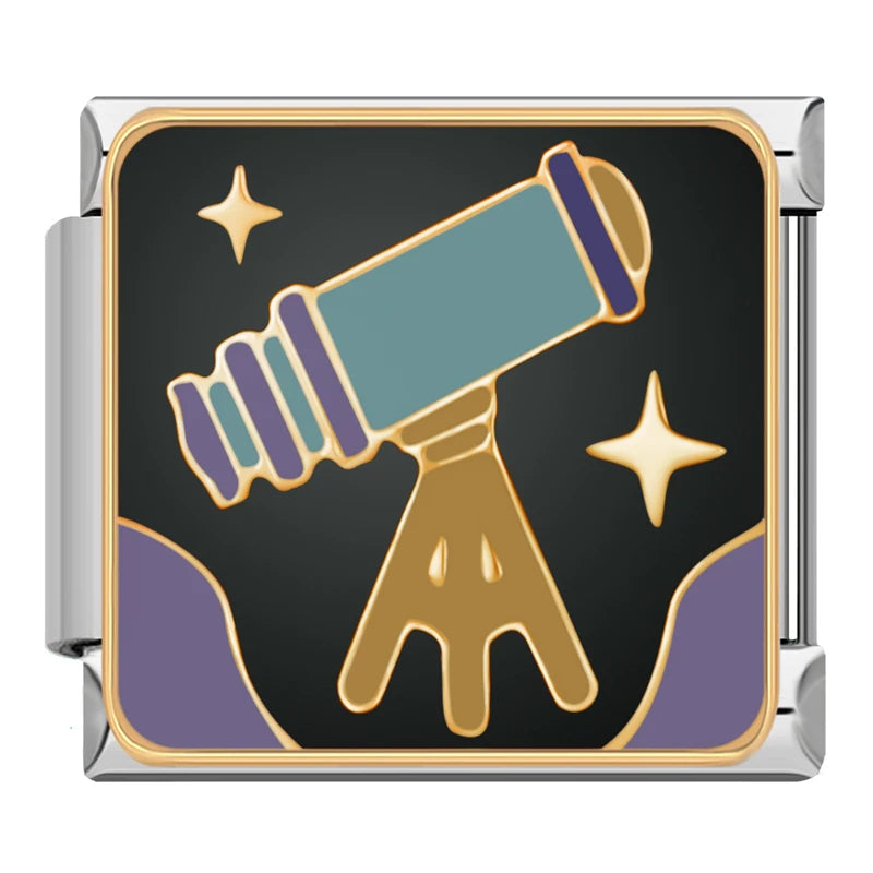 Charm Italiano Plano - Colección Galaxia y Ciencia (Espacio, Cohete, Alien)