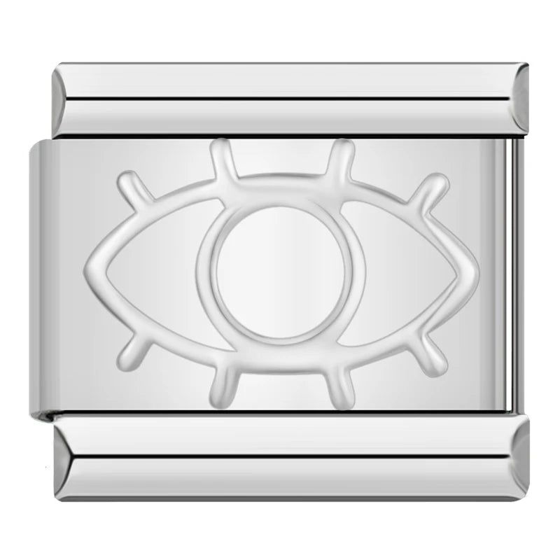 Charm Italiano Plano - Iniciales Negras en Relieve (Letras y Símbolos)