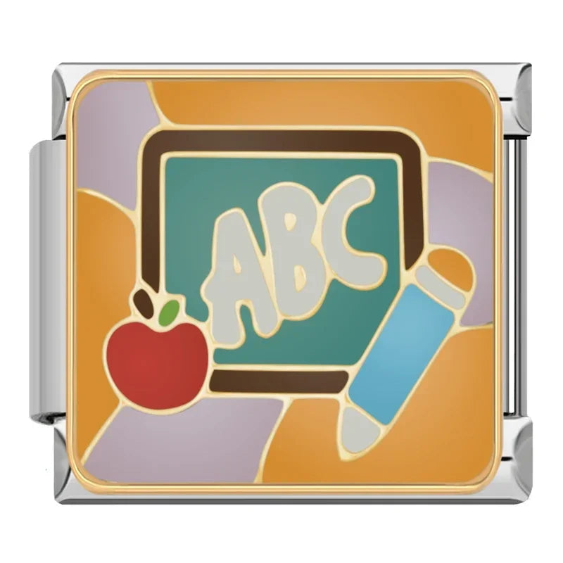 Charm Italiano Plano - Colección Escuela y Beisbol (Maestras y Deporte)