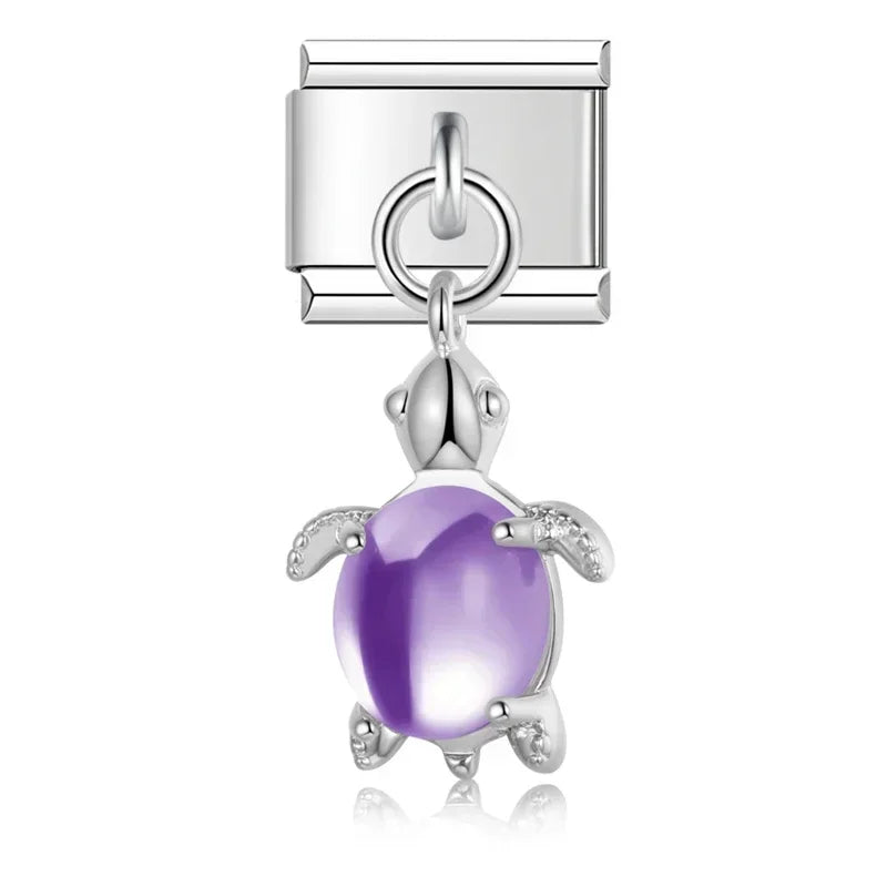 Charm Italiano Colgante - Tortuga de la Suerte (Concha de Cristal Facetado)