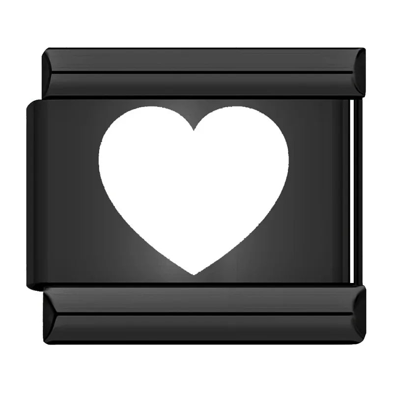 Charm Italiano Plano - Iniciales Contraste (Blanco sobre Negro)