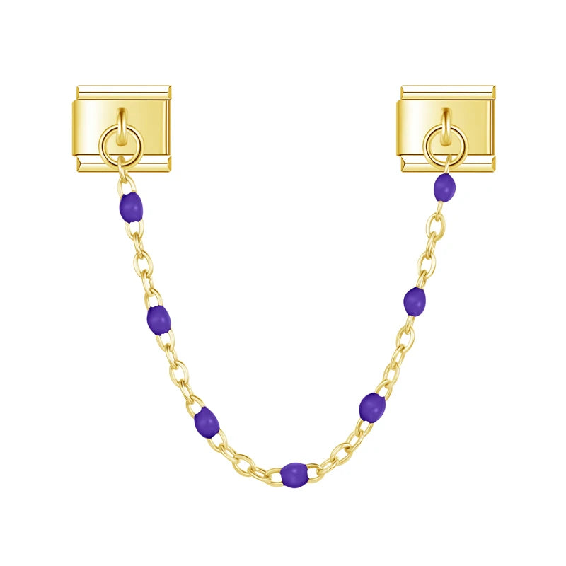 Charm Italiano Doble - Cadena con Cuentas de Color (Toque Minimalista)