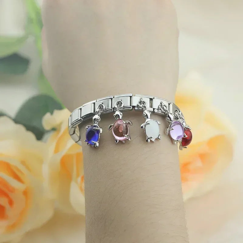 Charm Italiano Colgante - Tortuga de la Suerte (Concha de Cristal Facetado)