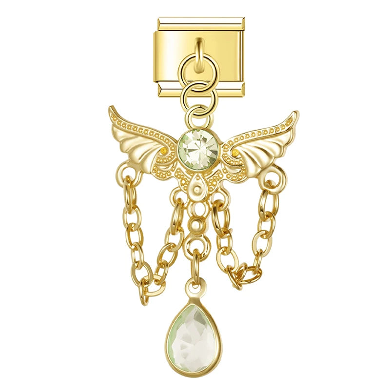 Charm Italiano Colgante - Ángel y Tassel de Cristal (Máximo Brillo)