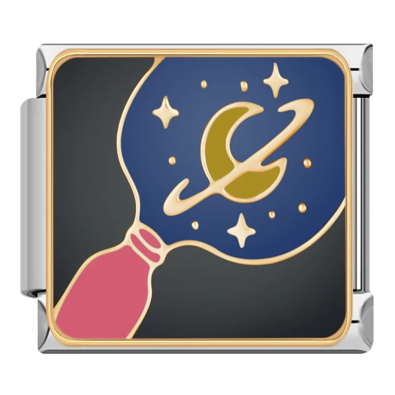 Charm Italiano Plano - Colección Noche Estrellada y Sueños (Arte Celeste)