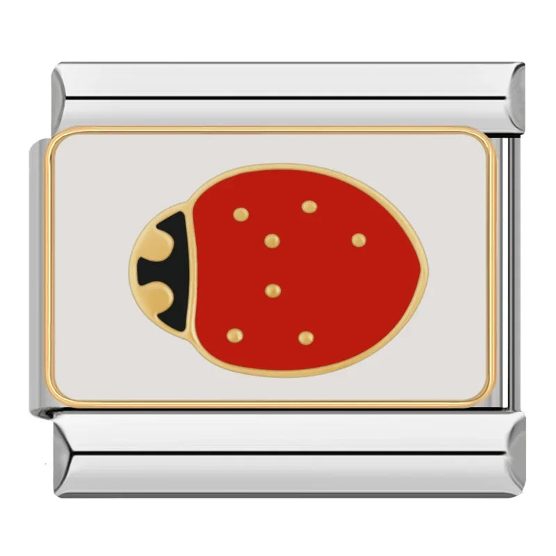 Charm Italiano Plano - Colección Pequeños Animales (Mariquita, Mariposa, Gato)