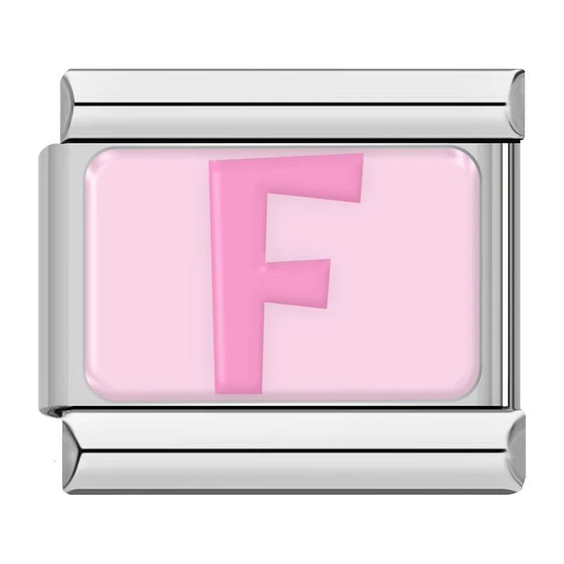 Charm Italiano Plano - Iniciales Rosa Pastel (Abecedario Completo)