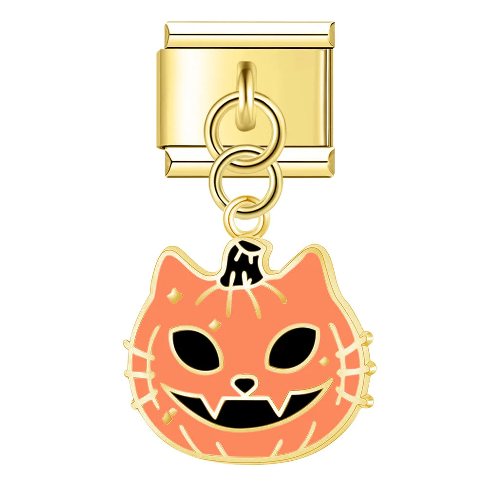 Charm Italiano Colgante - Colección Halloween Dorado (Fantasmas, Calabazas, Ataúd)