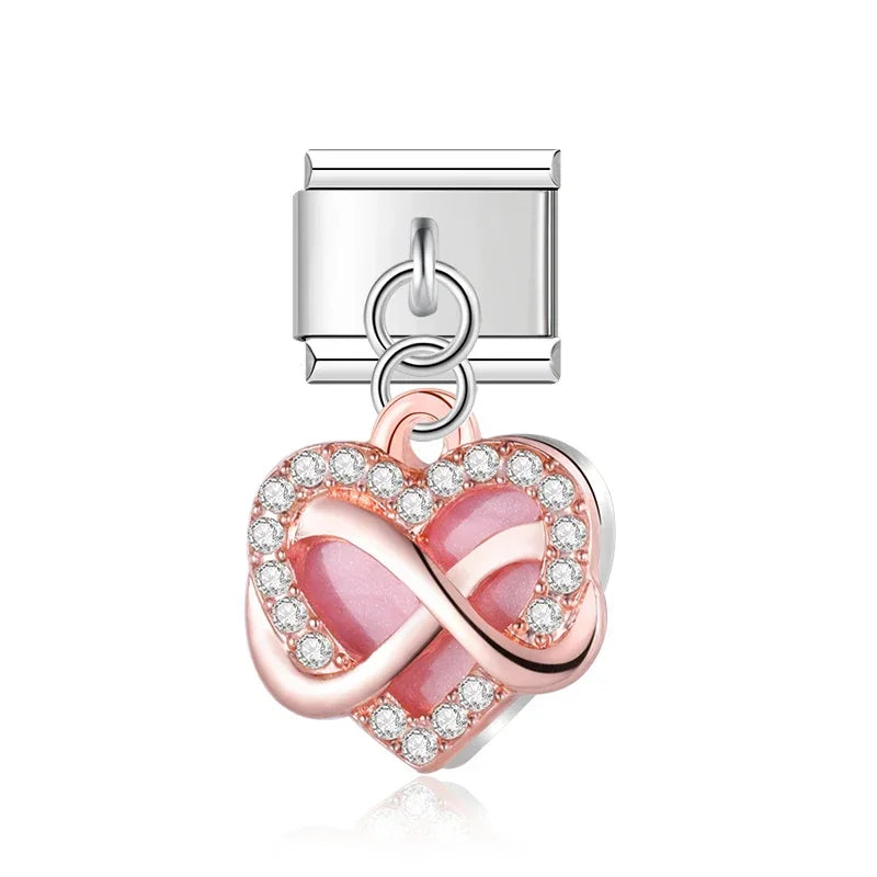 Charm Italiano Colgante - Colección Amor Romántico (Corazones y Flores)