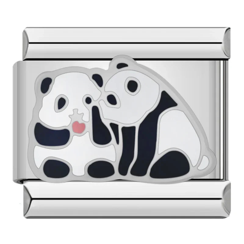 Charm Italiano Plano - Colección Ternura (Panda, Perro y Mensajes)