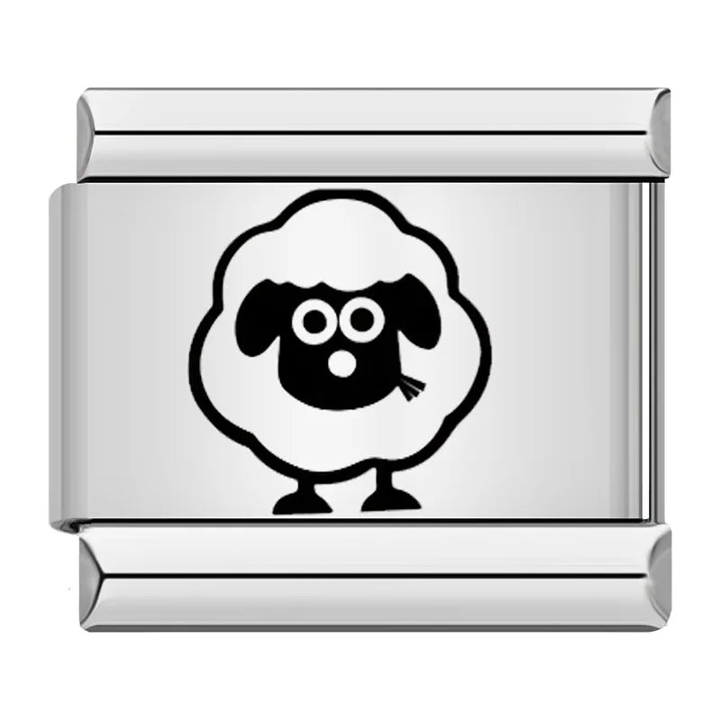 Charm Italiano Plano - Colección Animales "Sketch" (Diseño Lineal Minimalista)